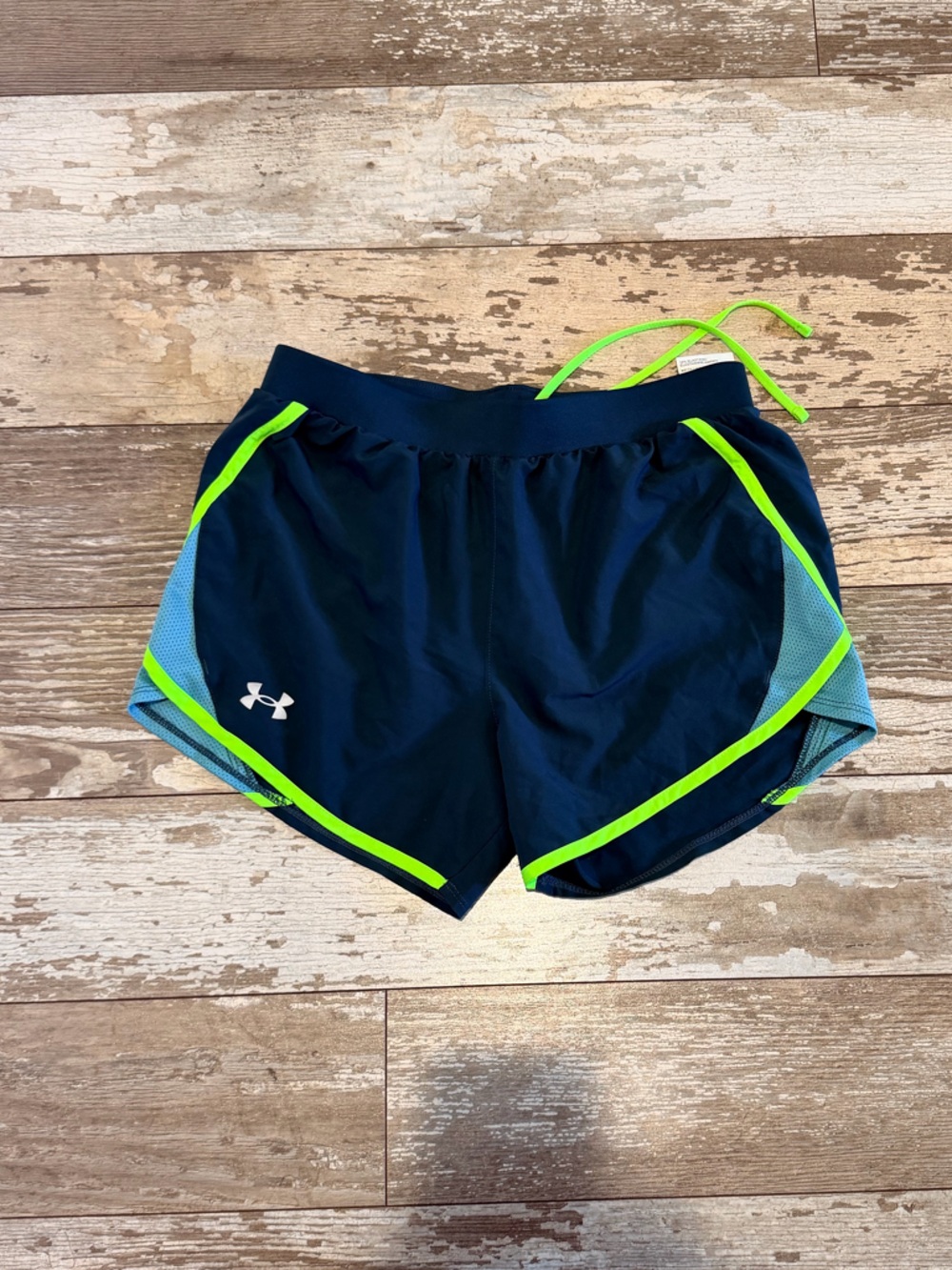 Under Armour Blue and Neon Green Heat Gear Loose Fit Shorts Size XS